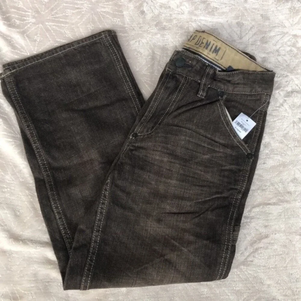 GAP NWT Boy's 100% Cotton Brown Denim Adjustable Waist Carpenter Jeans 8 Reg